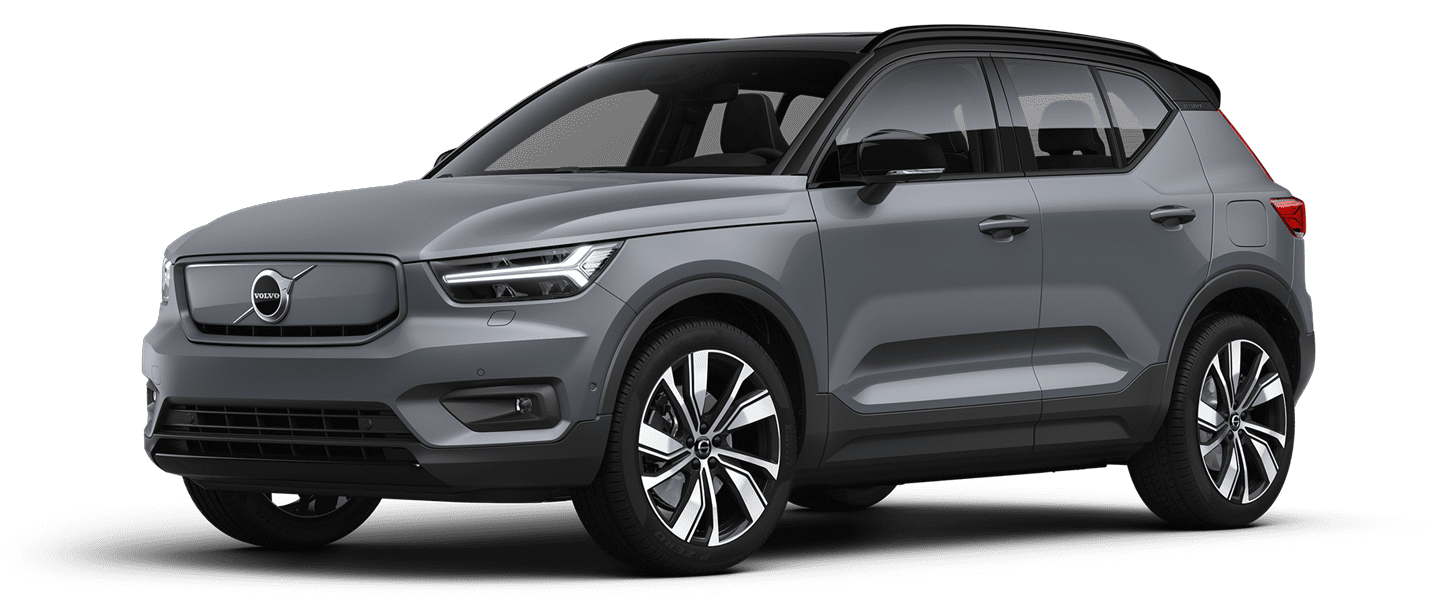 grijze auto Volvo XC40 recharge pure power